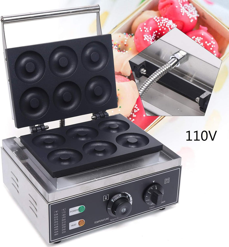 Commercial Donut Maker Machine Stainless Steel 110V 1550W - 6 Doughnut Capacity