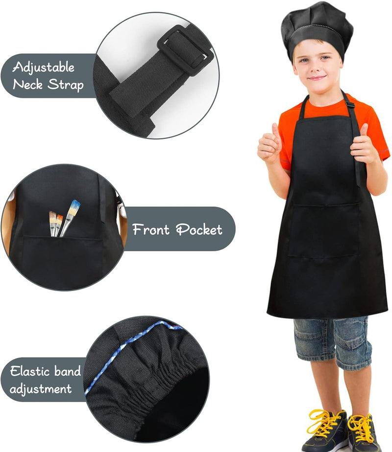 Kids Chef Apron and Hat Set for Cooking Baking and Painting