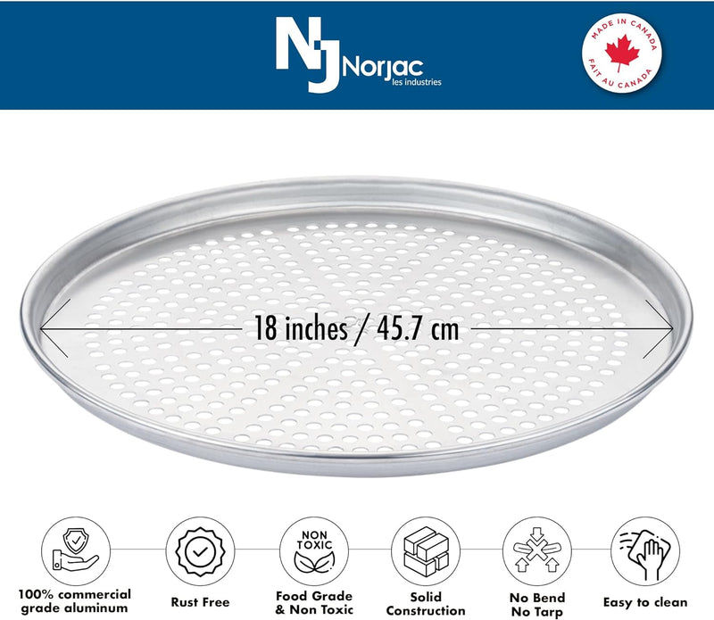 Restaurant-Grade Norjac 12 Perforated Pizza Pan 2 Pack - Aluminum Rust-Free Oven-Safe