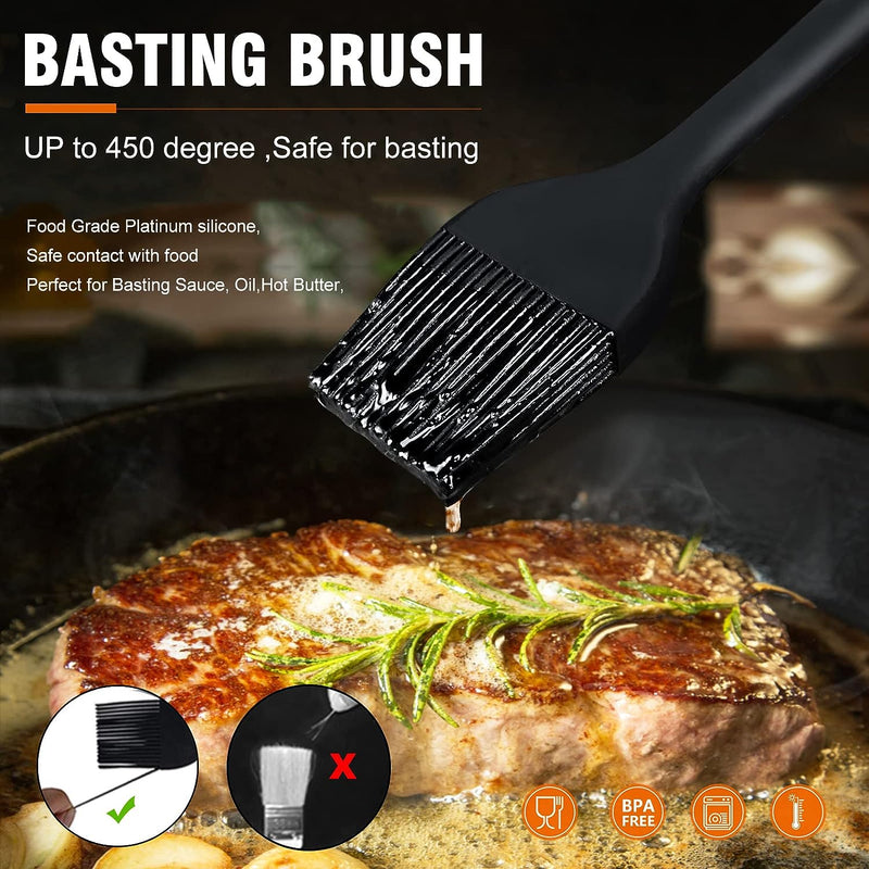 Walfos Silicone Basting Pastry Brush Set 2 Pcs - Heat Resistant for BBQ Baking  Cooking