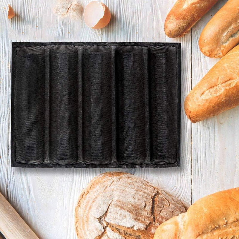 Silicone French Baguette Bread Pan with Non-Stick Baking Liners