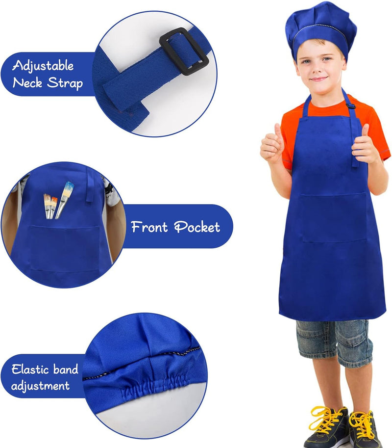 Kids Chef Apron and Hat Set for Cooking Baking and Painting