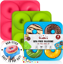 Walfos 4 Inch Silicone Donut Mold - Non-Stick Heat Resistant Set 3PK