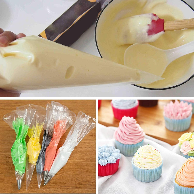 400 Disposable 12 Piping Bags - Anti-Burst Tipless for Cake Frosting and Cookie Decoration