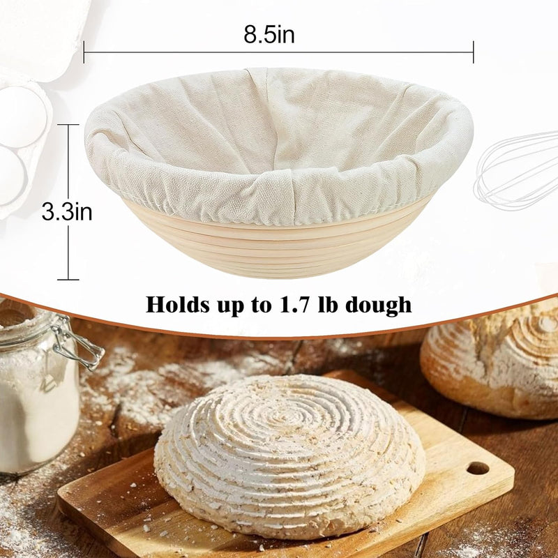 Sourdough Bread Banneton Proofing Basket Set - 9 Round for Artisan Baking