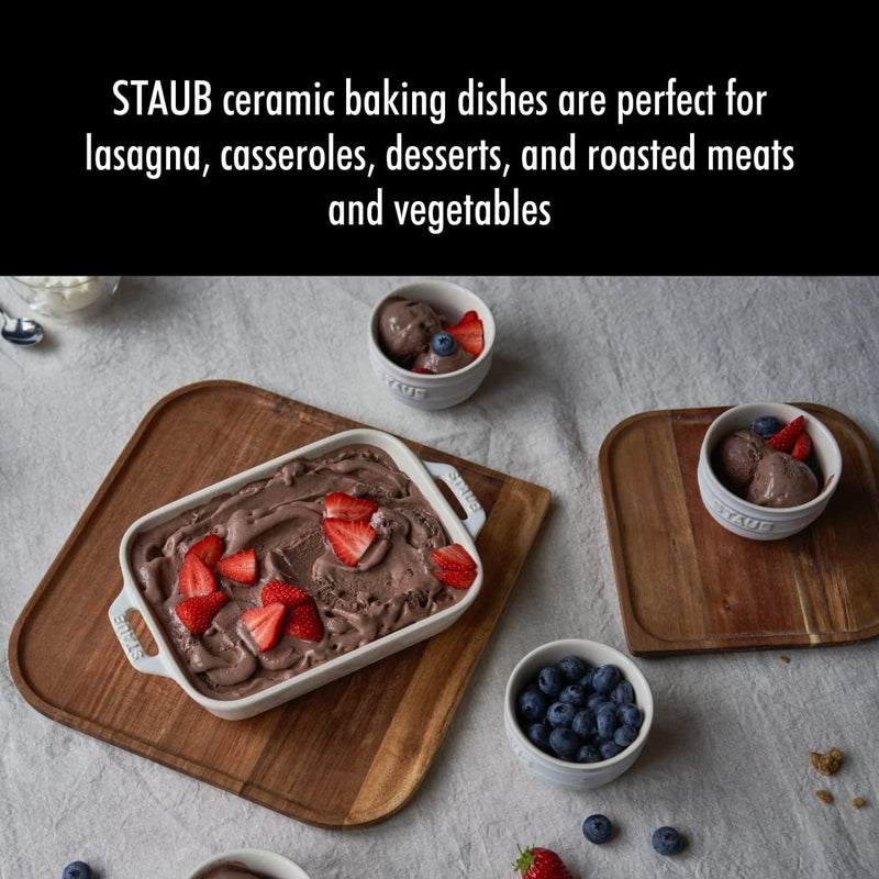 STAUB Rectangular Baking Dish Set 2 pc Rustic Ivory