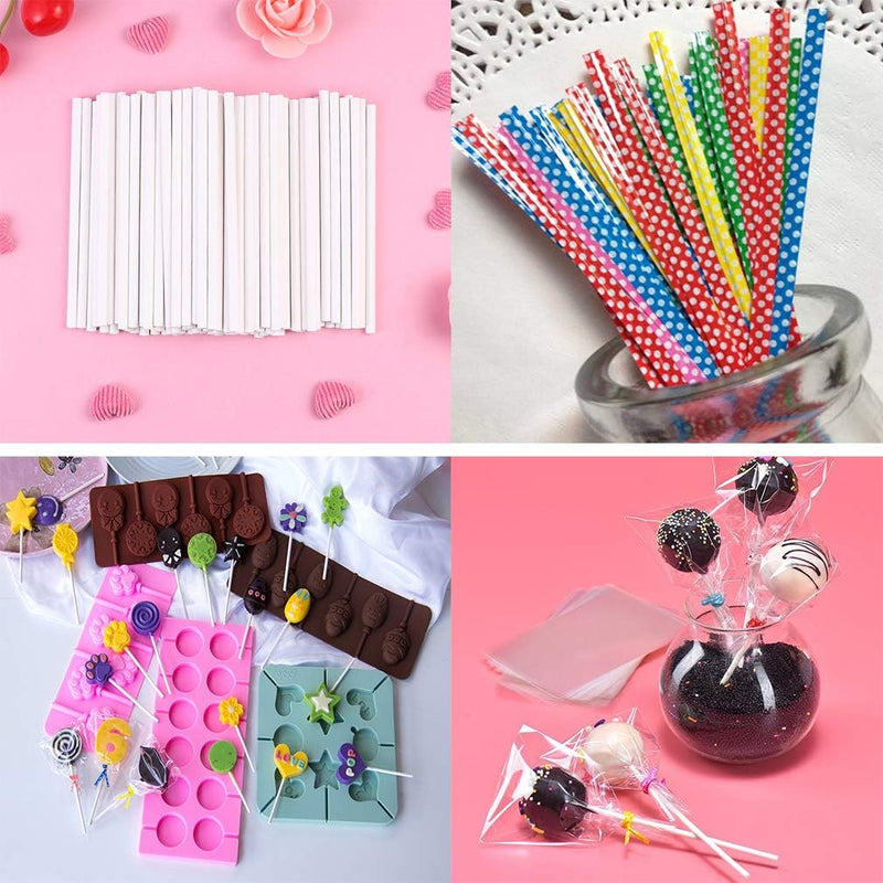 Cake Pop Treat Bag Set - 300PCS Including Parcel Bags Treat Sticks and Twist Ties