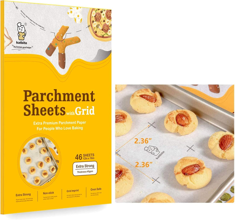 Katbite 200PCS Parchment Paper Sheets - Heavy Duty 12x16 Inch for Baking Cooking Frying Air Fryer Grilling Oven