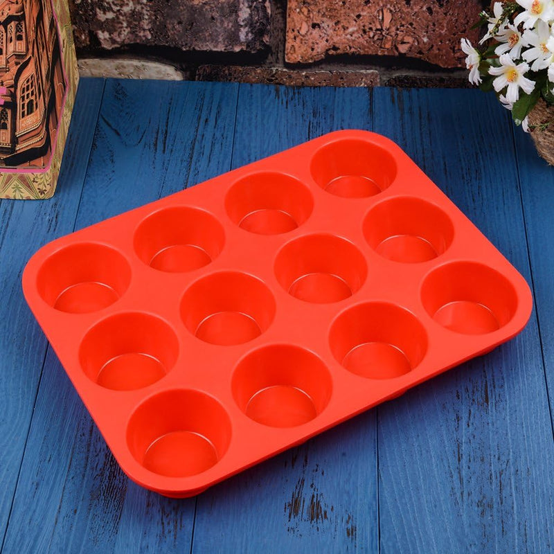 Nonstick Silicone Muffin Pan - BPA Free 12 Cupcake Mold - Regular Size