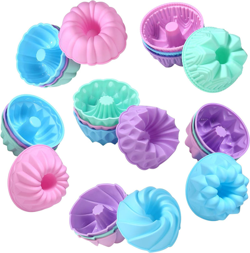 24-Pack Silicone Donut Mold Baking Cups Bagel  Muffin Pan - Nonstick Microwave  Dishwasher Safe