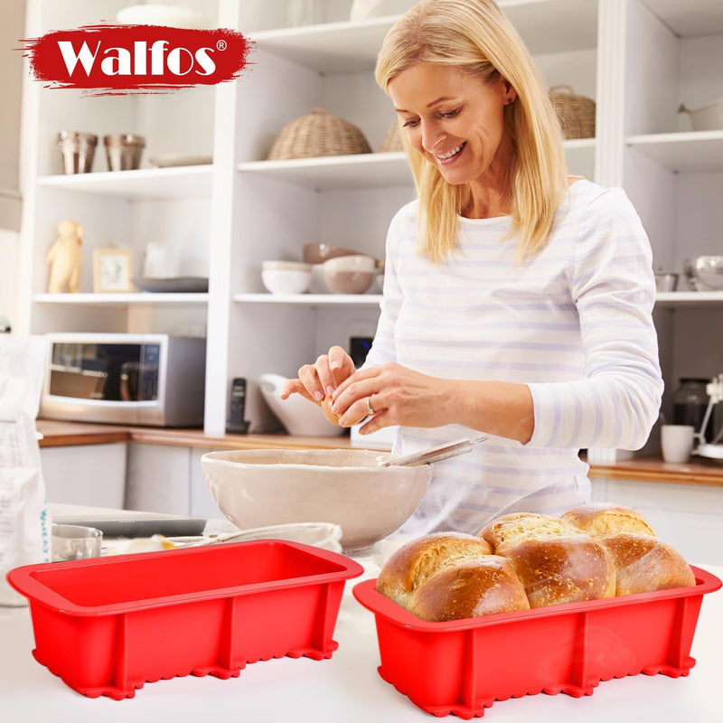 Walfos Silicone Mini Loaf Pan - 12 Cavities Non-Stick Food Grade - Ideal for Mini Bread Brownies Cornbread Cheesecake  Chocolate