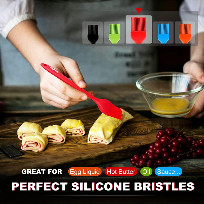 Walfos Silicone Basting Pastry Brush Set 2 Pcs - Heat Resistant for BBQ Baking  Cooking