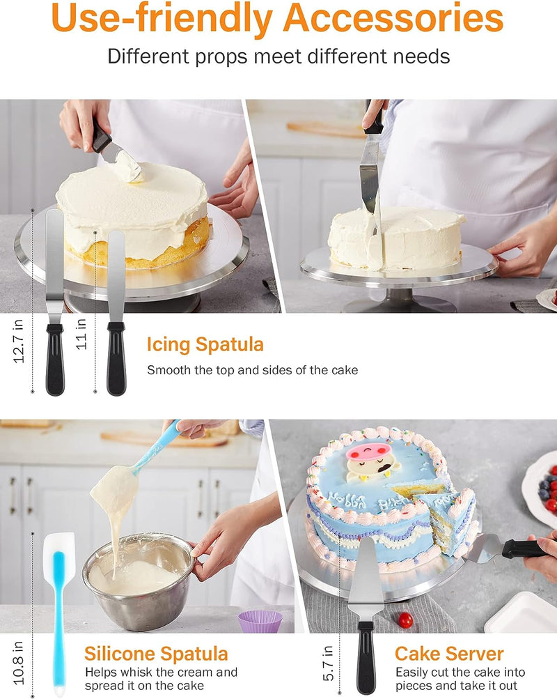 Kootek 178-Piece Cake Decorating Kit with Turntable Icing Tips Comb Scraper Pastry Bags and Baking Supplies