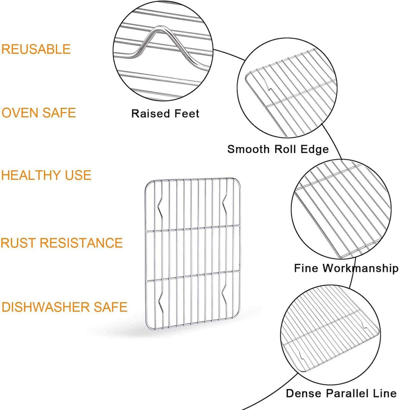 TeamFar Baking Sheet Set- 2 Pans  2 Racks Stainless Steel Non-Toxic Easy Clean Dishwasher Safe - Pack of 4