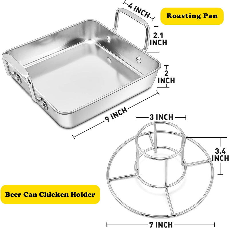 Stainless Steel Turkey Roaster Set - V-Shaped  Flat Racks - Non-Toxic  Dishwasher Safe