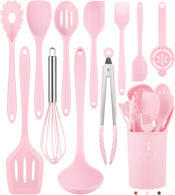 12-Piece Silicone Cooking Utensil Set - Dishwasher Safe  Heat Resistant 392F - Nonstick Kitchen Utensils for Cookware