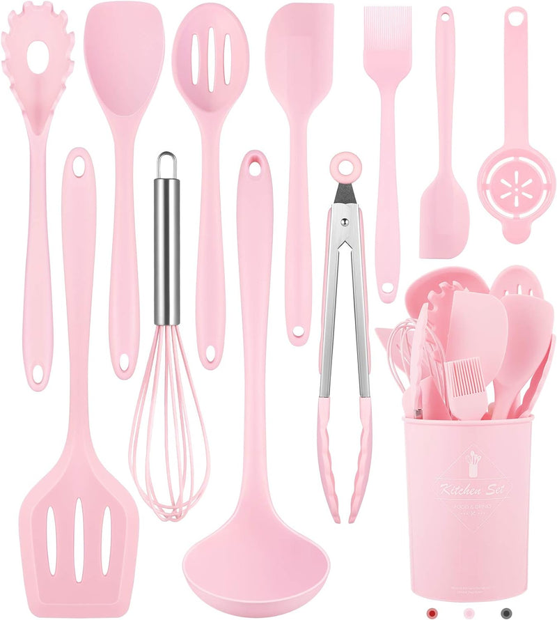 12-Piece Silicone Cooking Utensil Set - Dishwasher Safe  Heat Resistant 392F - Nonstick Kitchen Utensils for Cookware