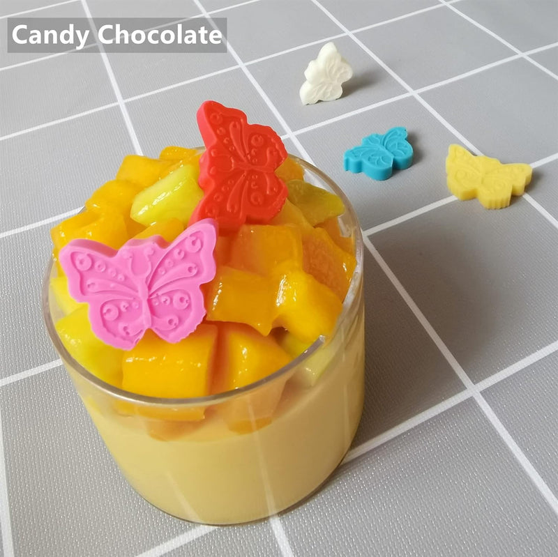 Mini Butterfly Silicone Molds for Chocolate Gummy Candy and Ice Cubes with Scraper