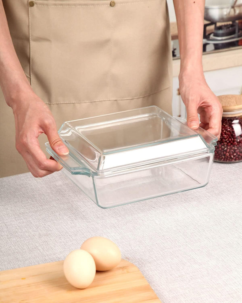 Mini Glass Casserole Dish with Lid - Single Serving Microwave Bakeware 57in x 7in