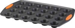 Rachael Ray Yum-o 24-Cup Nonstick Mini Muffin Pan - Gray with Orange Handles