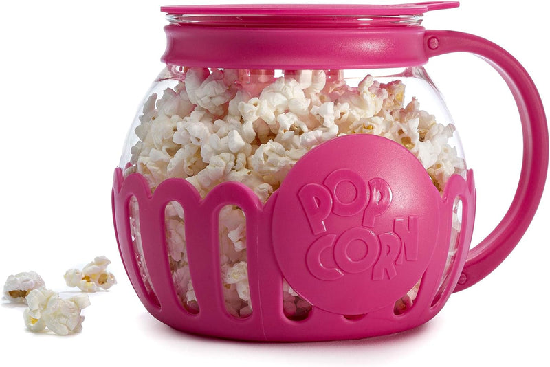 Ecolution Micro-Pop Microwave Popcorn Popper - Temperature Safe with 3-in-1 Lid BPA-Free Dishwasher Safe 15-Quart Pink