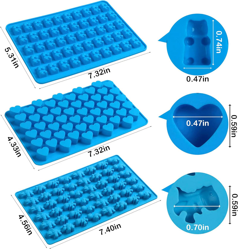 Silicone Gummy Candy Molds - 4 Shapes with Droppers