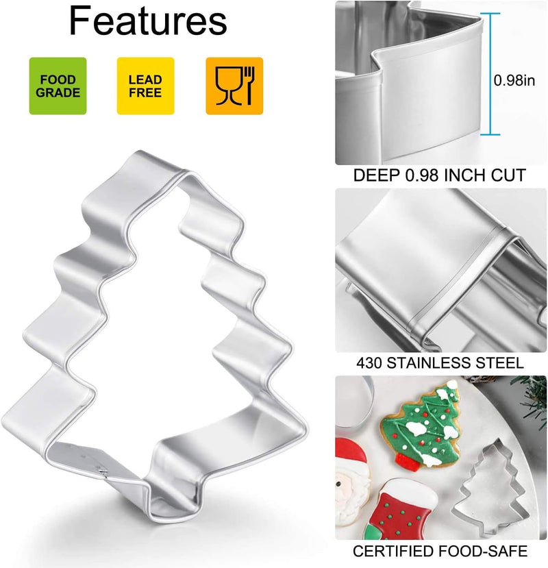 Large Holiday Cookie Cutters with Recipe Booklet - 425 Gingerbread Christmas Tree Snowflake Candy Cane Santa and Snow Man Shapes