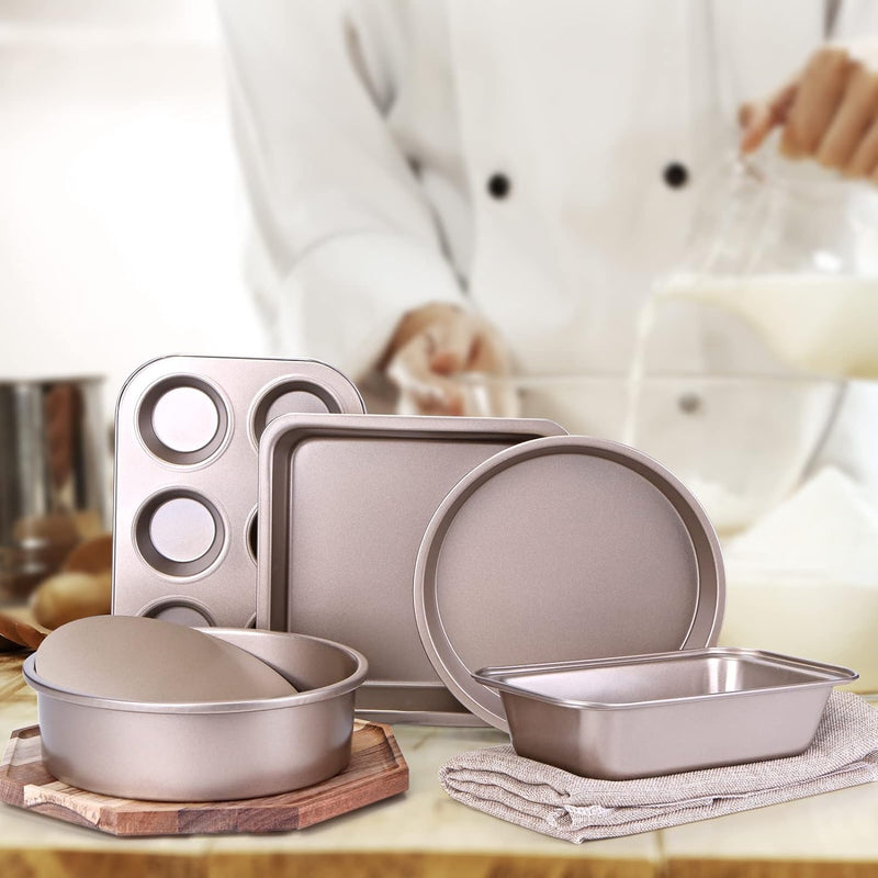 5-Piece Nonstick Bakeware Set with Cookie Sheets and Bread Baking Capability