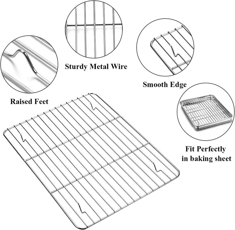 Wildone Baking Sheet  Rack Set - Stainless Steel Non-Toxic Size 16 x 12 x 1 Inch