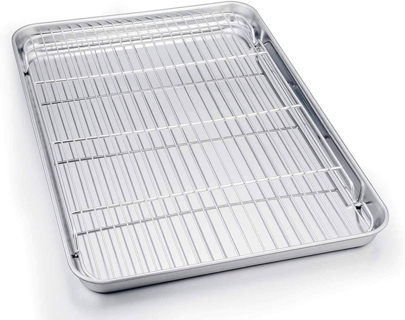 TeamFar Baking Sheet with Rack Set - Stainless Steel Cookie Pan and Cooling Rack Combo