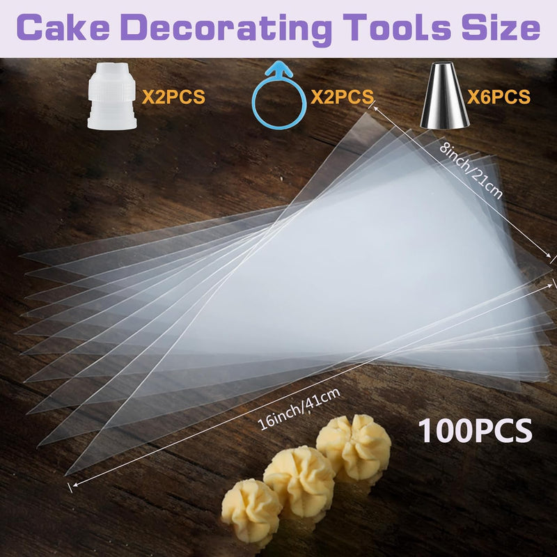 100pcs Firstake Disposable Piping Bags with Tips - 12 Inch Thickened Anti Burst Baking Set