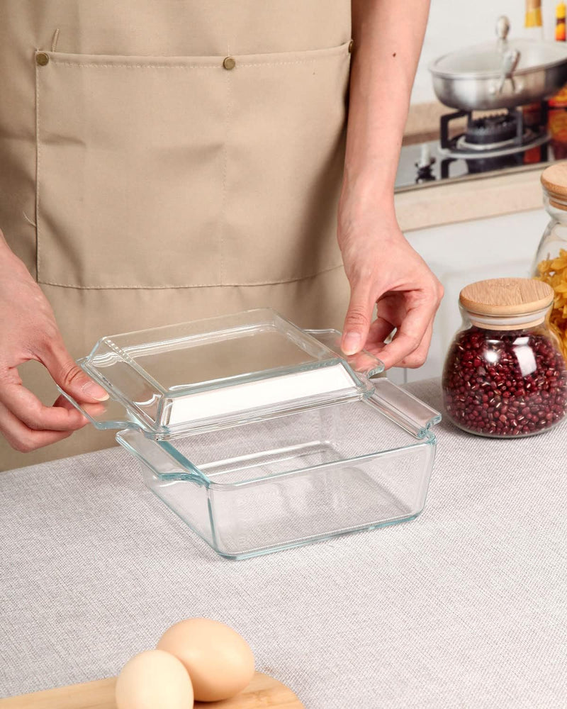 Mini Glass Casserole Dish with Lid - Single Serving Microwave Bakeware 57in x 7in