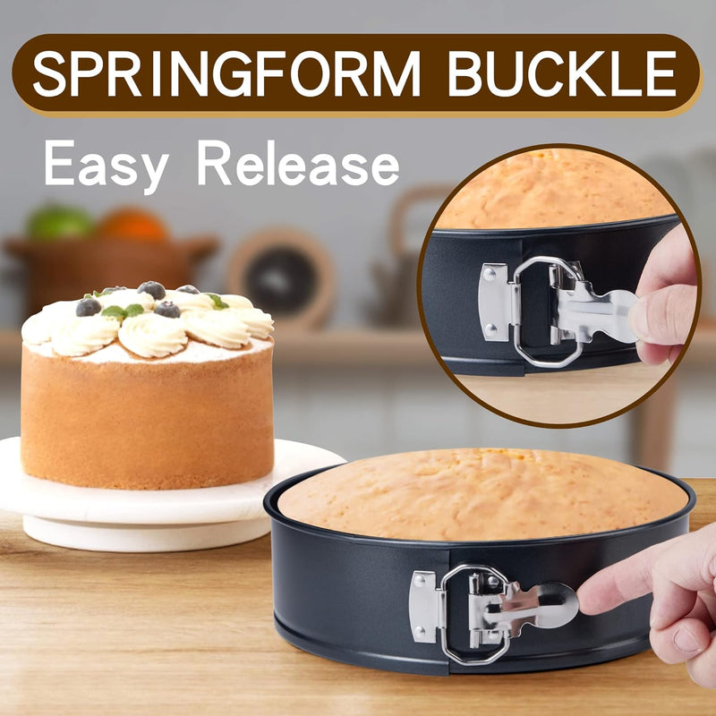 Non-Stick Springform Cake Pan Set - 4 Sizes - Leak-Proof  Removable Bottom