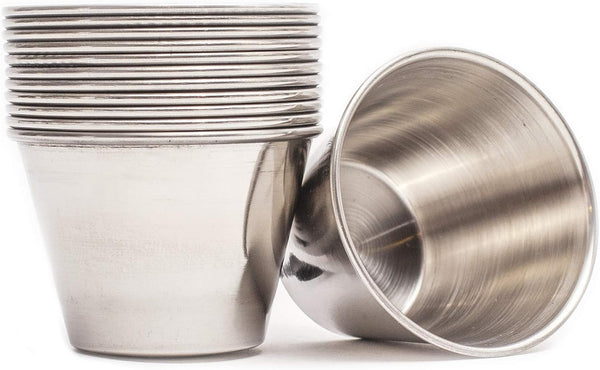 Stainless Steel Ramekin Condiment Cups - 12 Pack 25 oz - Commercial Grade
