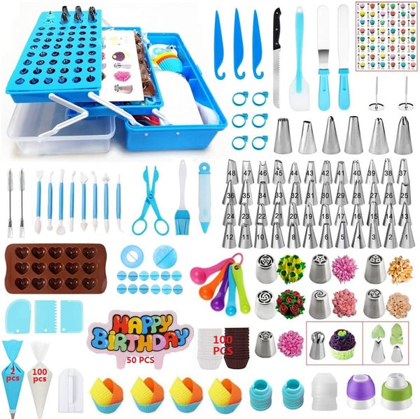 Cake Decorating Kit with 387 Pcs - Piping Bags Tips Spatulas and More