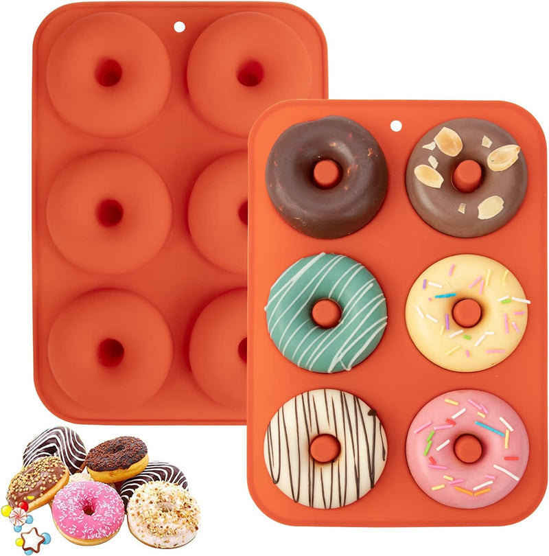 Silicone Donut Mold Set 6 Doughnuts LFGB Food Grade Non-Stick Dishwasher Safe Heat Resistant Microwave Safe Blue