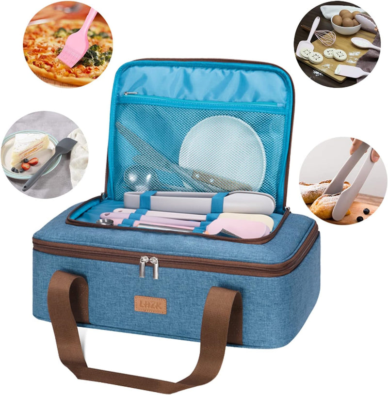 Insulated Double Decker Casserole Carrier - HotCold Food Expandable Grey