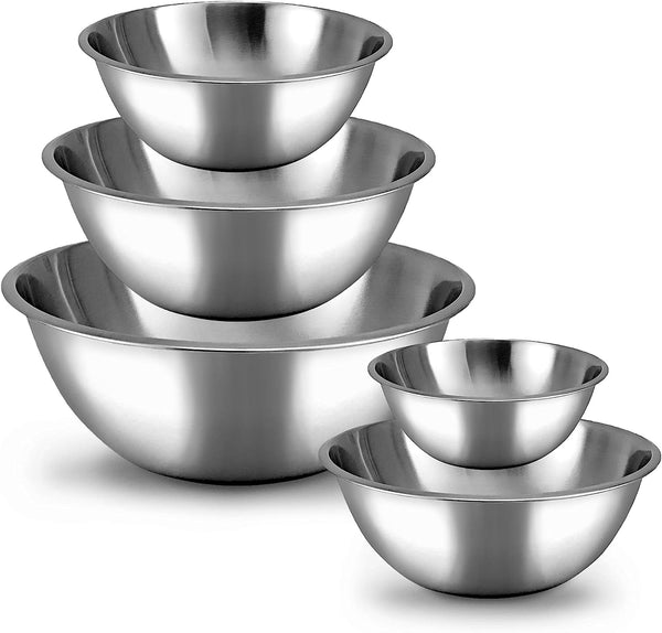 Stainless Steel Mixing Bowls Set - Ecofriendly Heavy Duty Meal Prep Organizers