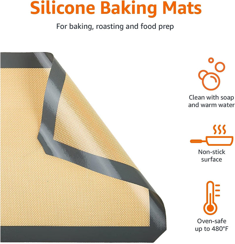 Set of 2 Silicone Non-Stick Baking Mats - BeigeGray 165 x 116 Food Safe