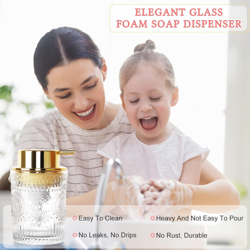 Multipurpose Glass Soap Dispenser - Gold with Easy Cleaning