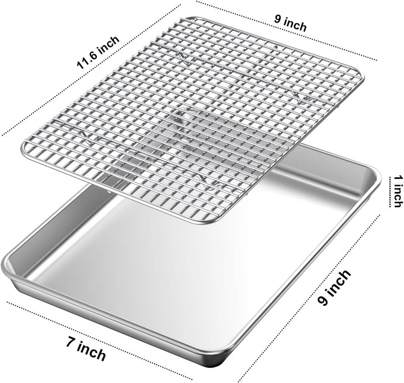 Wildone Baking Sheet with Rack Set - Stainless Steel Non-Toxic Heavy Duty Easy Clean