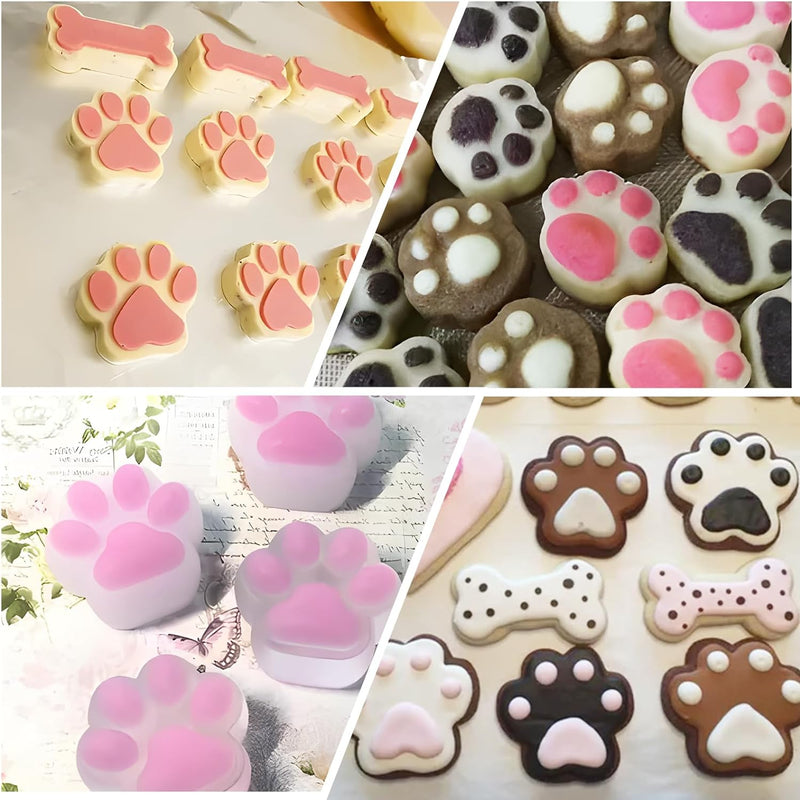 Dog Bone and Paw Print Silicone Molds for Treats and Baking