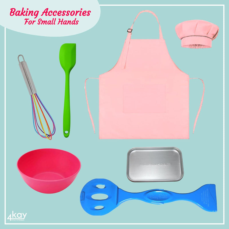 Kids Ultimate Baking Bundle - 11 Items - Oven Mixes Apron Hat Tools Heroic Hot Pink