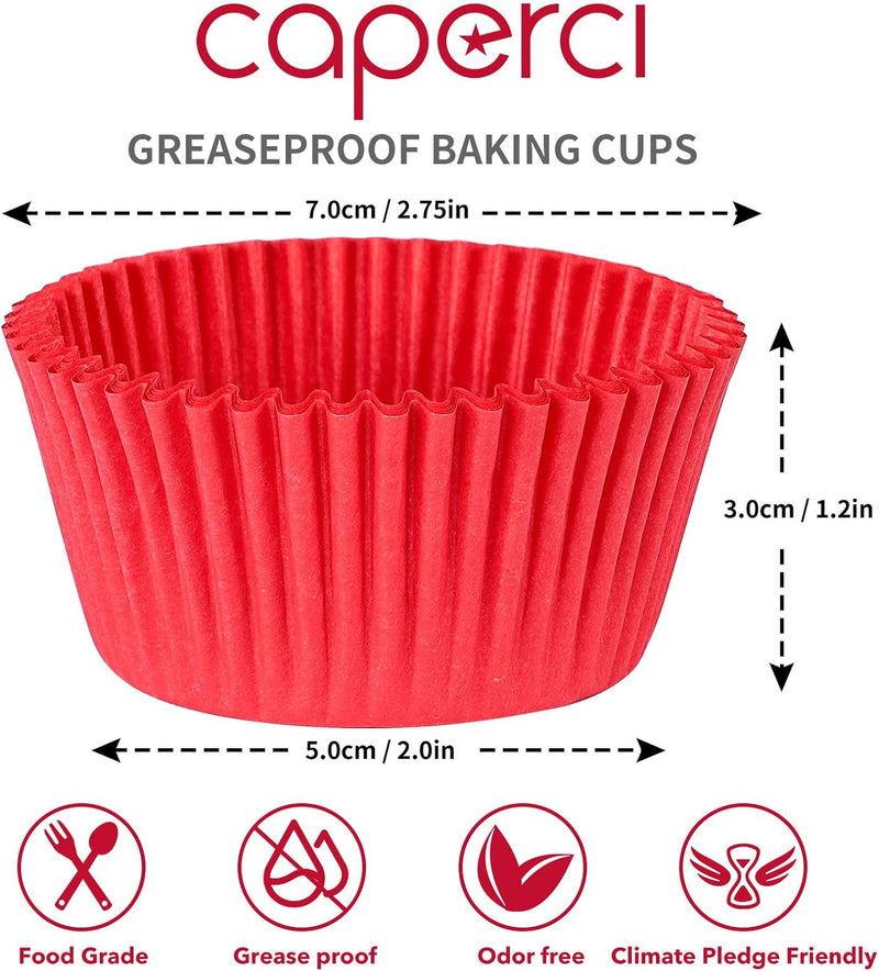 Caperci Standard Cupcake Liners - 500 Count No Smell Food Grade  Grease-Proof Baking Cups