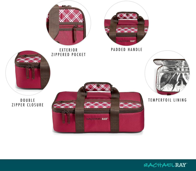 Rachael Ray Reusable Insulated Carrier - Perfect for HotCold Foods - Forest Green