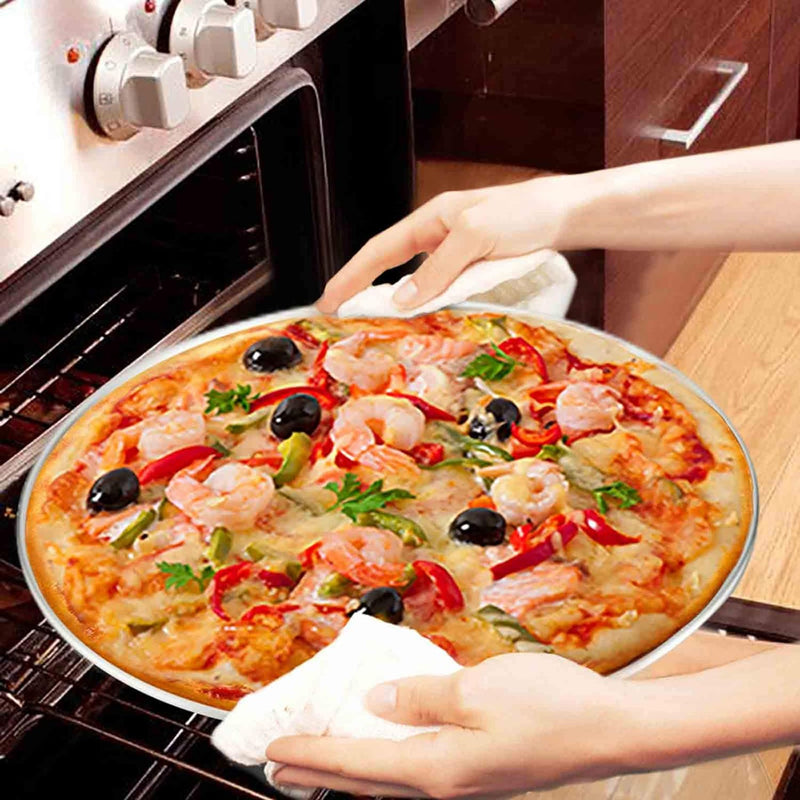 TeamFar 12 Stainless Steel Round Pizza Pan - Heavy Duty  Dishwasher Safe