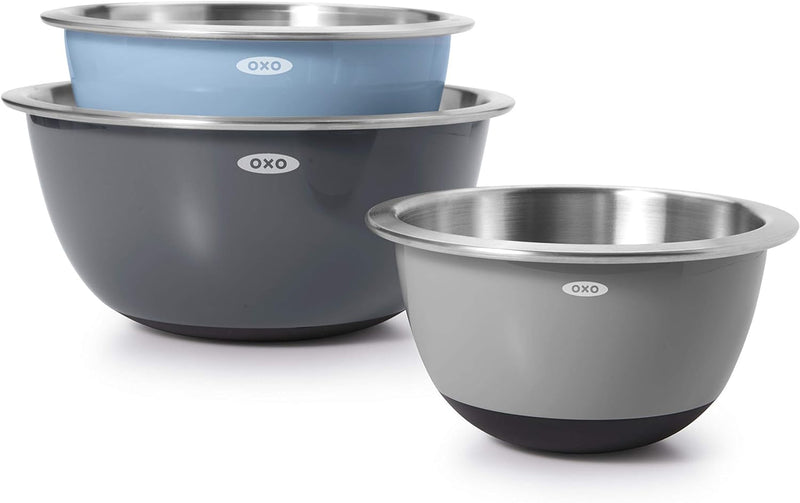 OXO Good Grips 3-Piece Mixing Bowl Set - Stainless-Steel - White
