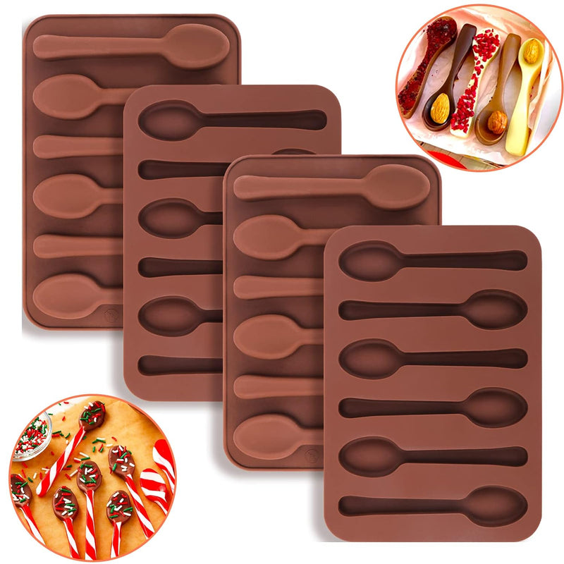 Silicone Chocolate Spoon Mold - 4 Piece Hot Cocoa  Coffee Stirring Spoons for Handmade Treats