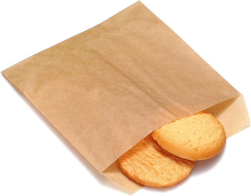 Quotidian Flat Glassine Waxed Paper Treat Bags - 100 Pack 4x6 for Bakery or Party Favors