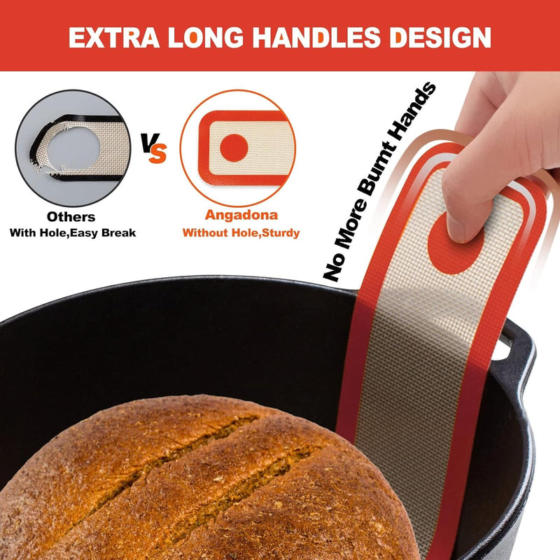 Silicone Bread Sling Dutch Oven - Non-Stick  Easy Clean Baking Mat with Long Handles and Grey Dough Liner